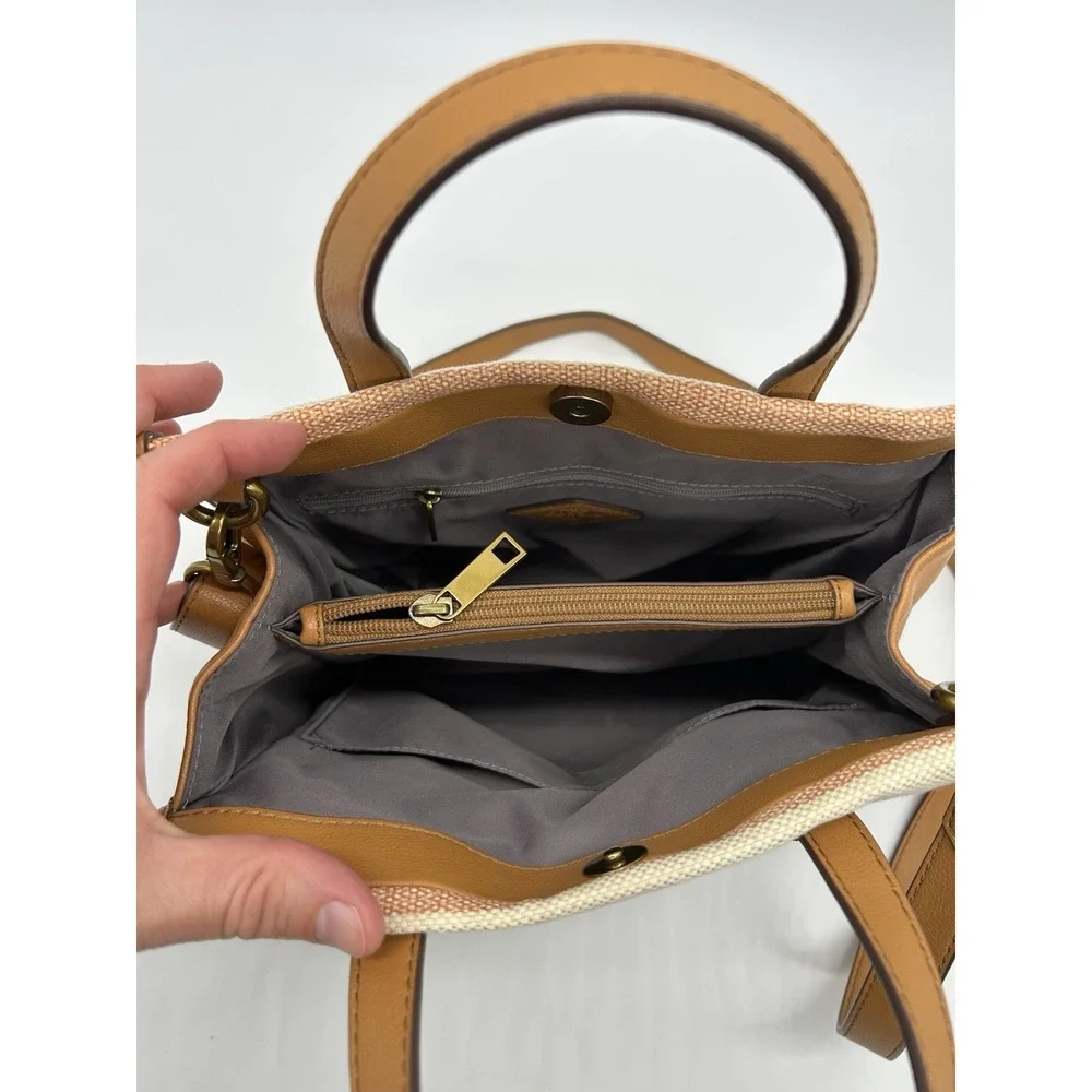 Fossil‎ Kingston Satchel Spring Stripe Crossbody Bag Tote Purse Summer Festival